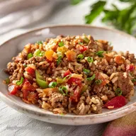 Dirty Rice Recipe with Ground Beef and Sausage for 6 Servings
