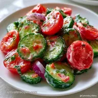 Cucumber Tomato Salad Creamy with Fresh Dill