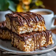 Peanut Butter Rice Krispie Treat: No-Bake Chocolate Drizzle