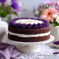 Royal Purple Velvet Cake with Creamy Vanilla Frosting Baked