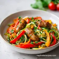 Sausage and Peppers with Zucchini Noodles for 4 Servings