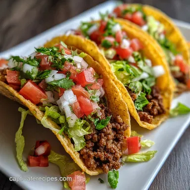 Quick 20-Minute Ground Beef Taco for Families with Mild Seasoning in 20 Minutes Recipe Card