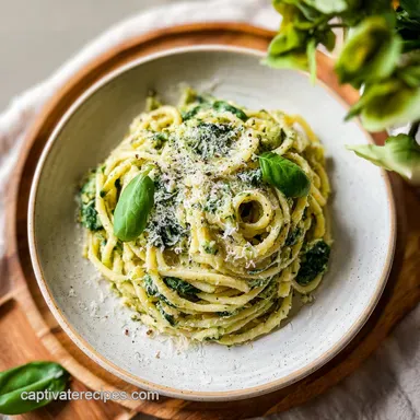 5 Ingredient Spinach Parmesan Pasta for 4 Servings Recipe Card