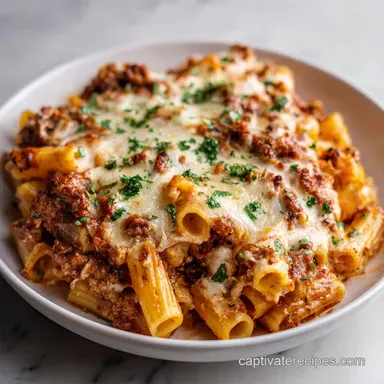 Baked Ziti with Sausage and Creamy Ricotta in 55 Minutes Recipe Card