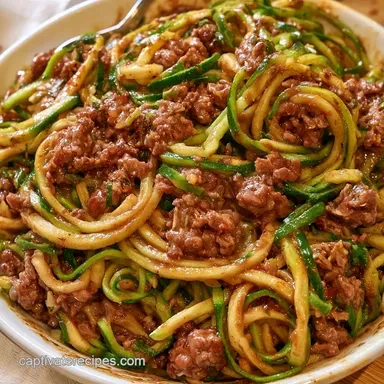 Beef Zoodles in 30 Minutes Recipe Card
