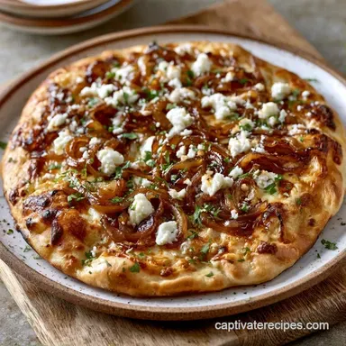 Onion Goat Cheese Flatbread: Crispy Recipe Card