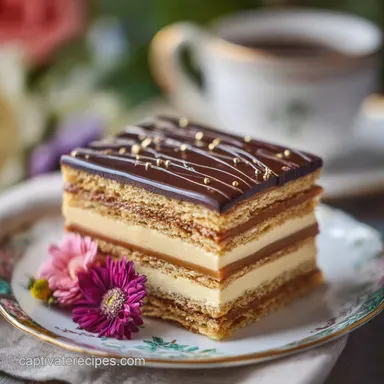 Cheats Opera Cake Ready in 30 Min: Crispy Baked Layers