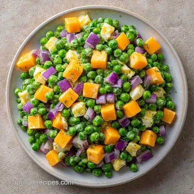 Cheesy Green Pea Salad in 10 Minutes Recipe Card