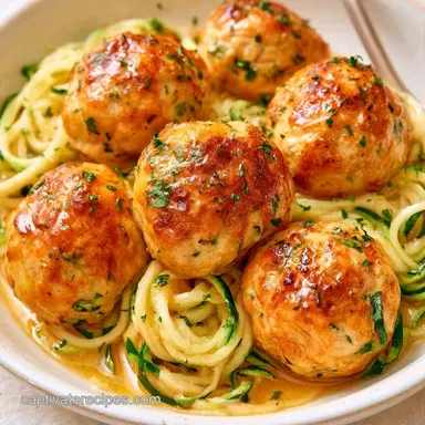 Chicken Meatballs and Zoodles in 30 Min Recipe Card