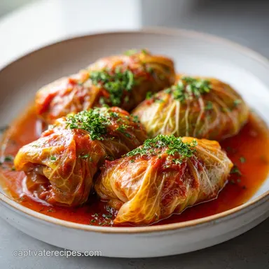 Cabbage Rolls with Ground Beef for 8 Servings Recipe Card