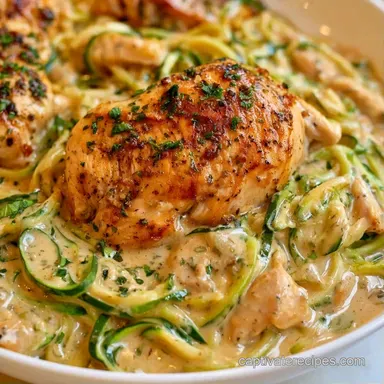 Creamy Chicken Zoodles in 25 Minutes Recipe Card