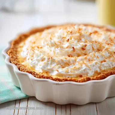 Creamy Coconut Pie Recipe with Cream of Coconut for 10 Servings Recipe Card