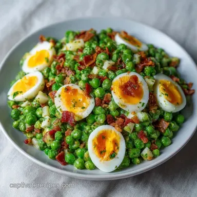 Creamy Egg Pea Salad with Bacon Recipe Card