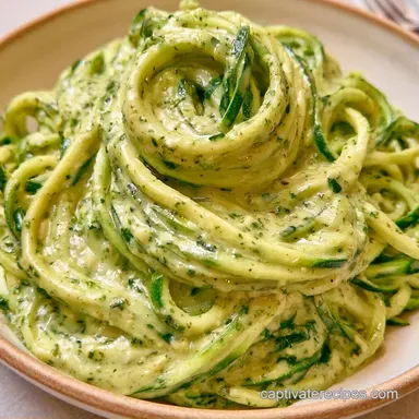 Creamy Garlic Zoodles in 25 Minutes Recipe Card