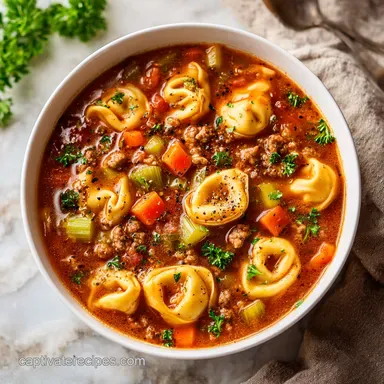 Italian Sausage Tortellini Soup in 30 Minutes Recipe Card