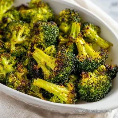 Roasted Broccoli for 4 Servings: Crispy Caramelized Florets Recipe Card
