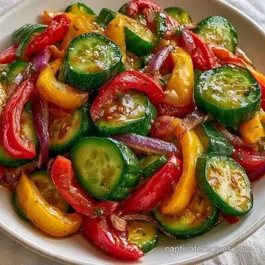 Cucumber and Bell Pepper Salad: 15 Min Recipe Card