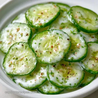 German Creamy Cucumber Salad for 6 Recipe Card