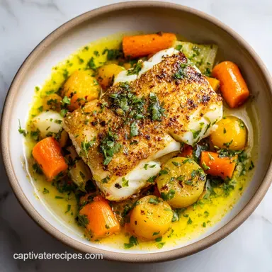 Golden Seared Cod Recipe with Herb Butter Sauce in 20 Minutes Recipe Card