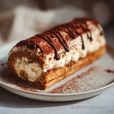 Gourmet Tiramisu Yule Log Cake for 12 Servings Recipe Card