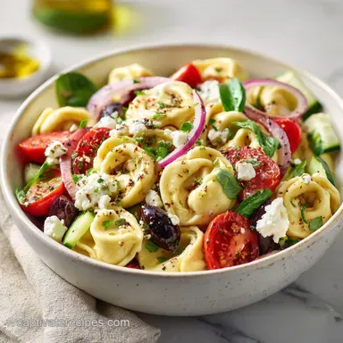 Greek Tortellini Salad for 8 Servings Recipe Card