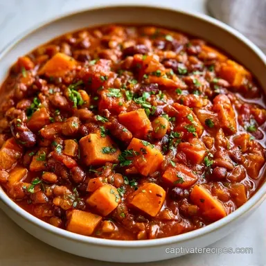 Vegetarian Sweet Potato Chili Recipe Card