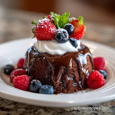 Chocolate Pudding Cake for 8 Servings with Molten Cocoa Sauce