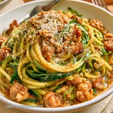 Italian Zucchini Noodles with Sausage Recipe Card