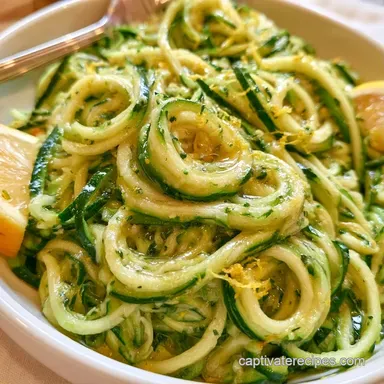 Lemon Garlic Zoodles in 10 Minutes Recipe Card