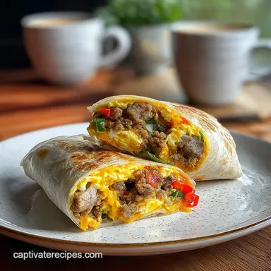 Quick Make-Ahead Breakfast Burrito with Sausage and Cheese for Meal Prep - Freezer-Friendly Recipe Card