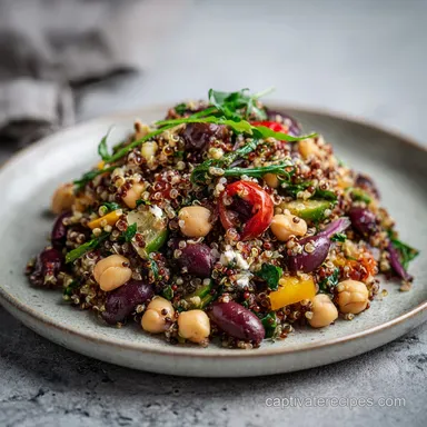 Mediterranean Three Bean Quinoa Salad for 6 Servings