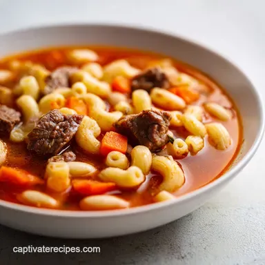 Olive Garden Pasta e Fagioli with Beef Recipe Card