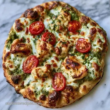 Pesto Chicken Flatbread Pizza in 15 Min Recipe Card