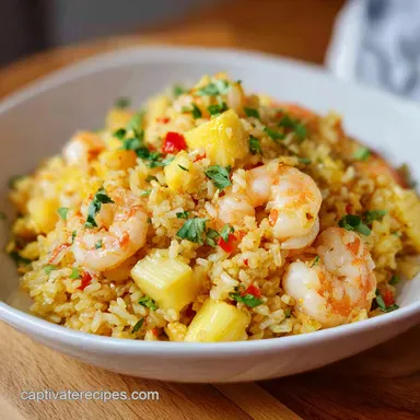 Pineapple Shrimp Fried Rice Recipe for 4 Servings Recipe Card