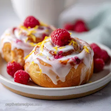 Raspberry Sweet Rolls with Lemon Glaze | Baked Recipe Card
