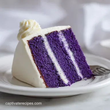 Royal Purple Velvet Cake with Creamy Vanilla Frosting Baked Recipe Card