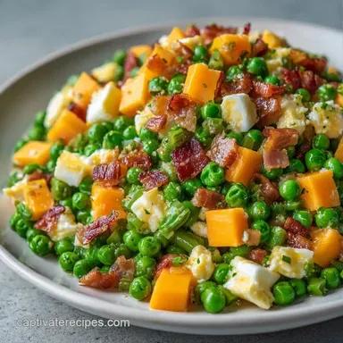 Sharp Cheddar Pea Salad in 20 Minutes Recipe Card