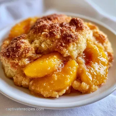 Homemade Fresh Peach Cobbler Recipe Card