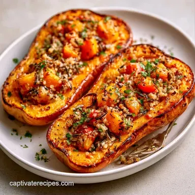 Stuffed Butternut Squash with Quinoa Recipe Card