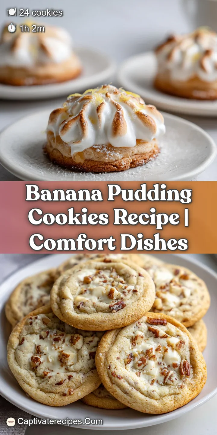 Close-up of a banana pudding cookie showcasing its soft, slightly cracked surface, dotted with crushed vanilla wafer pieces.