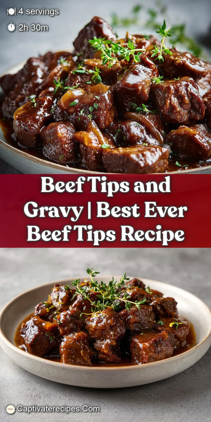 Close-up of succulent, browned beef chunks glistening in a thick, savory brown sauce with visible steam rising.