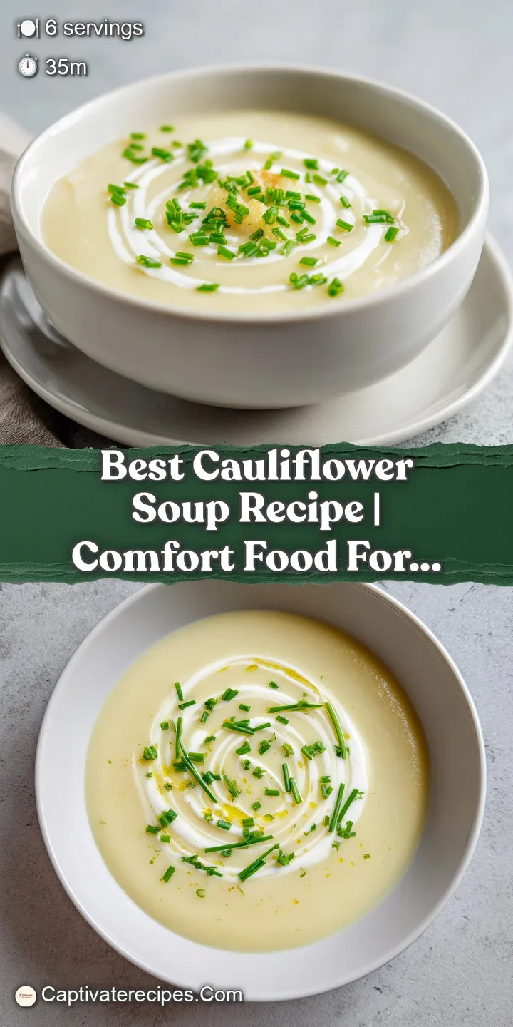 Close-up of velvety white soup with a thick swirl of cream and coarse cracked black pepper on a rustic board.