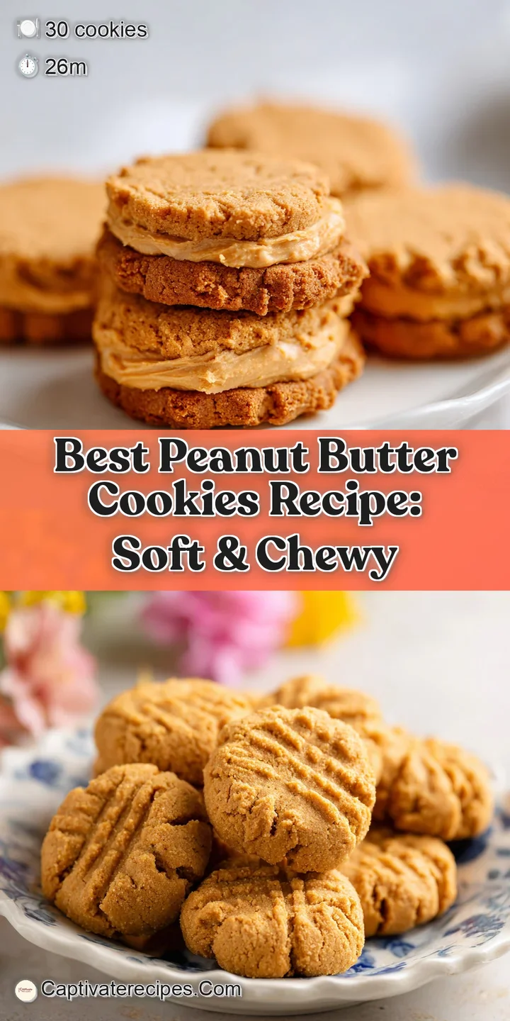 Close-up reveals soft peanut butter cookie with visible cracks and a slight sheen, showcasing its rich and tempting appear...