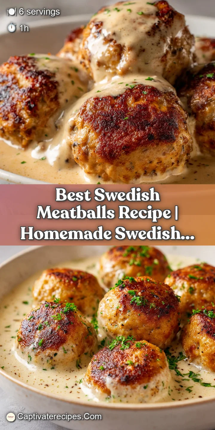 Macro view of a seared meatball coated in a smooth, creamy beige sauce with a hint of cracked black pepper.