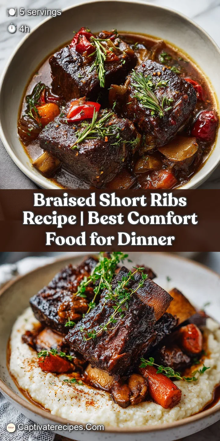 Close-up of impossibly tender, dark brown braised beef ribs, melting off the bone in a luscious, glossy sauce.