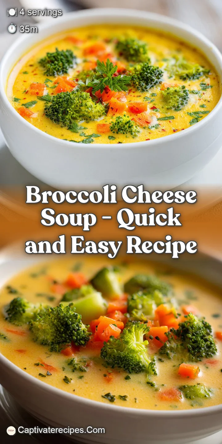 Close-up of velvety yellow soup featuring molten cheese swirls and small pieces of tender, bright green broccoli.