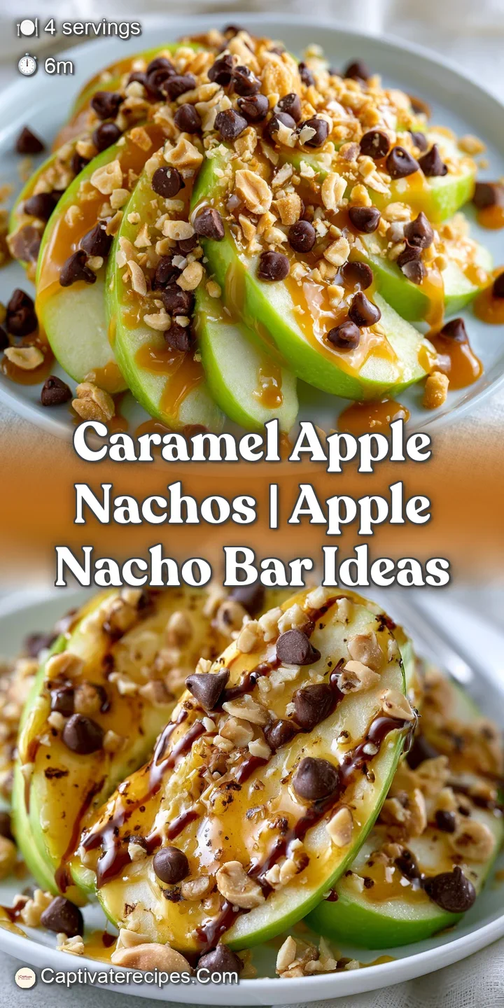 Close-up of glossy chocolate ribbons and melted peanut butter cascading over crisp, juicy apple slices with sea salt.