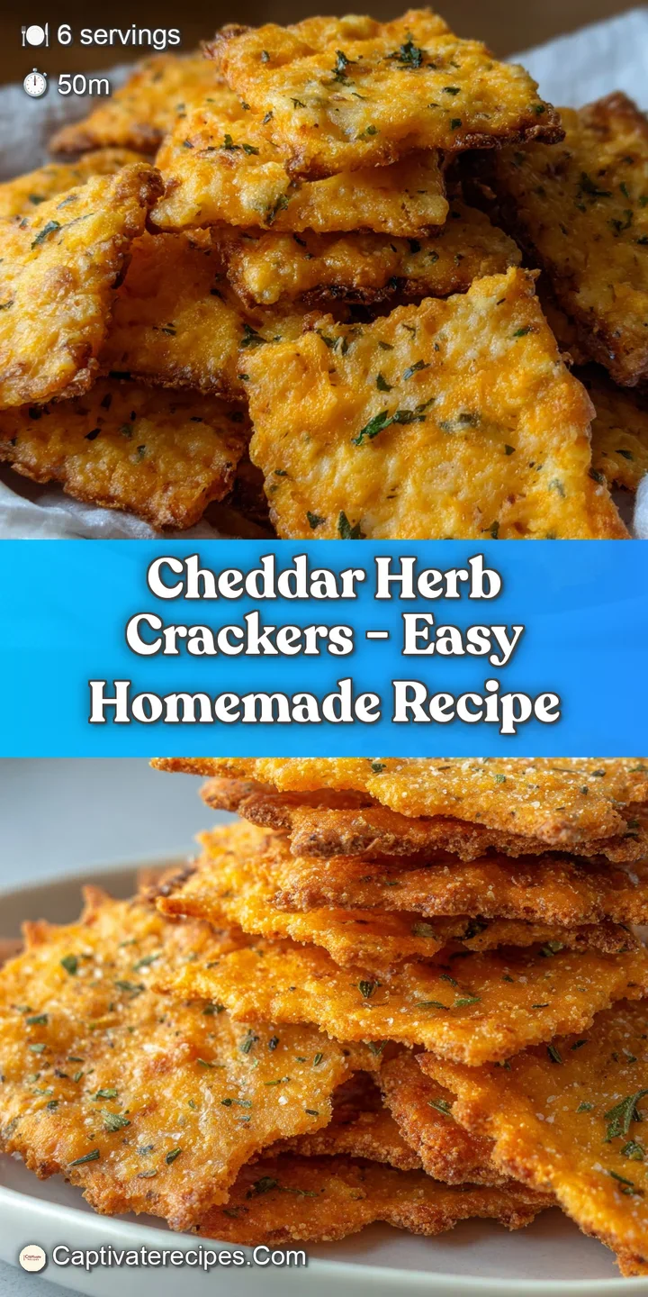 Close-up of a cheddar herb cracker, showcasing the golden-brown, bubbly texture, flecks of herbs, and melted cheddar.