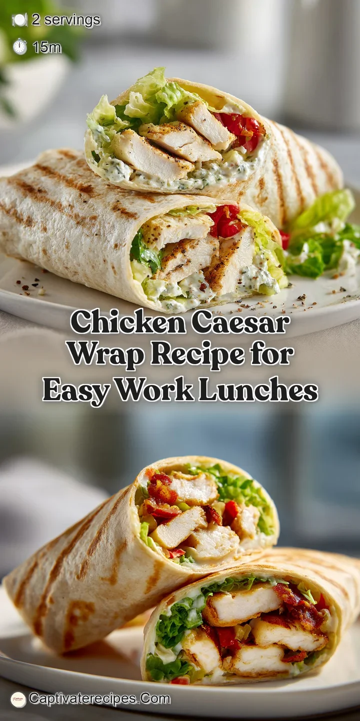 Close-up of a Chicken Caesar wrap reveals juicy chicken, crisp lettuce, and a luscious, creamy dressing. Textures and colo...