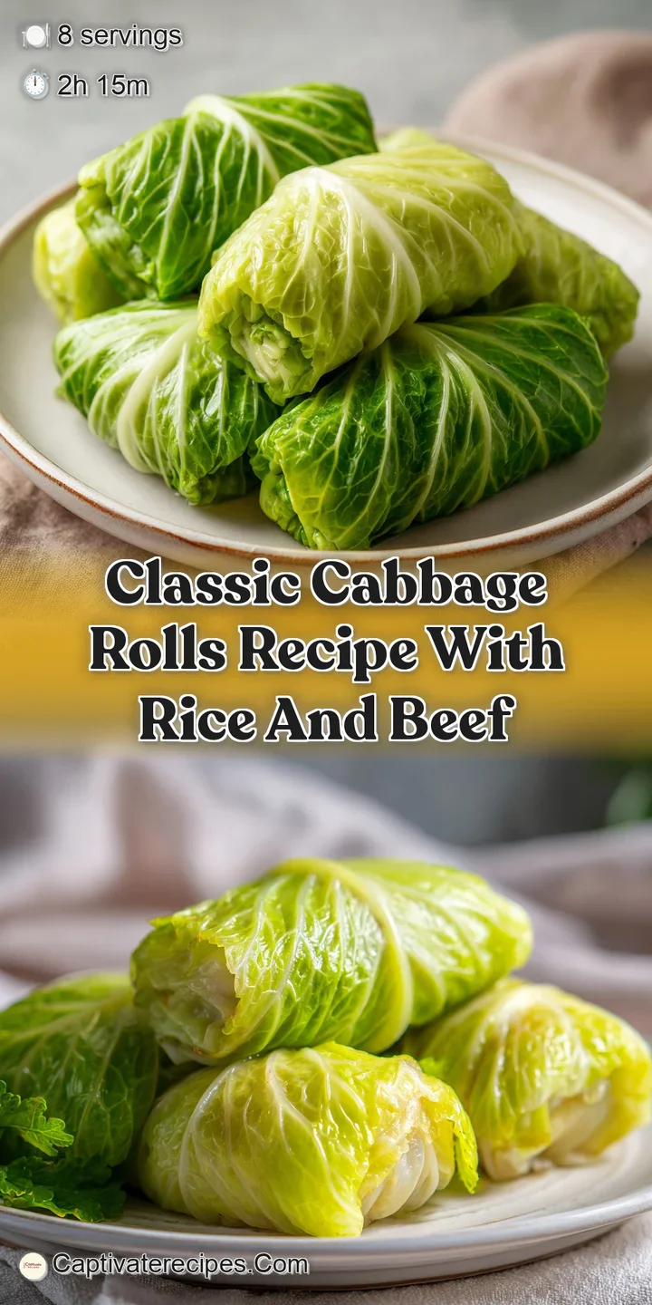 Close-up: Steaming cabbage roll with tender cabbage leaves wrapped tightly around savory ground beef. A tangy tomato sauce...